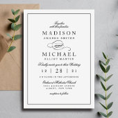 Simple Elegant Black and White Wedding Invitation Feestdagenkaart