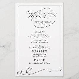 Simple Elegant Black and White Wedding Menu