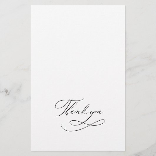 Simple Elegant Black and White Wedding Menu (Achterkant)