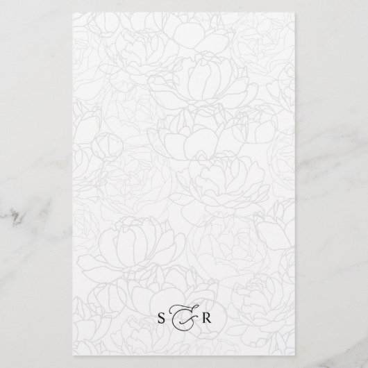 Simple Elegant Black and White Wedding Menu (Achterkant)