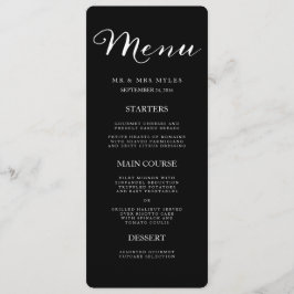 Simple Elegant Black and White Wedding Menu