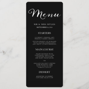 Simple Elegant Black and White Wedding Menu
