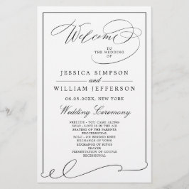 Simple Elegant Black and White Wedding Program