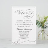 Simple Elegant Black and White Wedding Program (Staand voorkant)