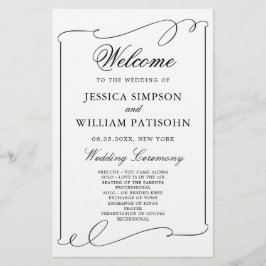 Simple Elegant Black and White Wedding Program