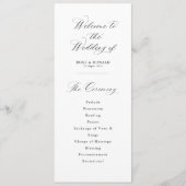 Simple elegant black and white wedding programmakaart (Voorkant)