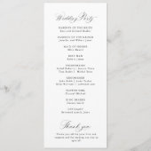 Simple elegant black and white wedding programmakaart (Achterkant)