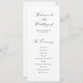 Simple elegant black and white wedding programmakaart (Voorkant / Achterkant)