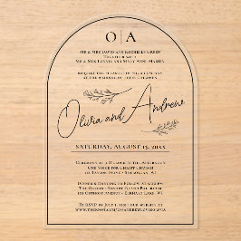 Simple Elegant Black Botanical Floral Arch Wedding Acryl Uitnodigingen