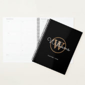 Simple Elegant Black Gold Monogram Name 2023 Planner (Display)