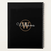 Simple Elegant Black Gold Monogram Name 2023 Planner (Achterkant)