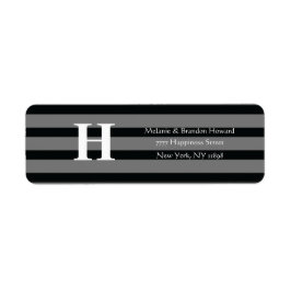 Simple Elegant Black Grey White Monogram Initiaal Etiket