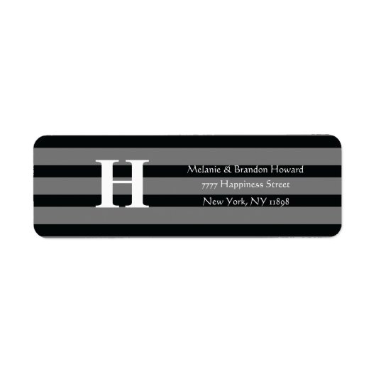 Simple Elegant Black Grey White Monogram Initiaal Etiket (Voorkant)