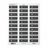 Simple Elegant Black Grey White Monogram Initiaal Etiket (Full Sheet)