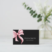 Simple Elegant Black Pink Bow QR Code Visitekaartje (Staand voorkant)