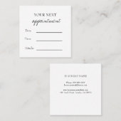 Simple Elegant Black & White Appointment Card Afsprakenkaartje (Voorkant / Achterkant)
