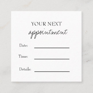 Simple Elegant Black & White Appointment Card Afsprakenkaartje