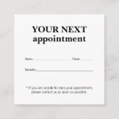 Simple Elegant Black White Beauty Appointard Informatiekaartje (Voorkant)