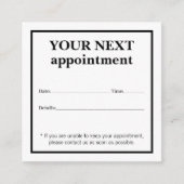 Simple Elegant Black White Beauty Appointard Informatiekaartje (Voorkant)