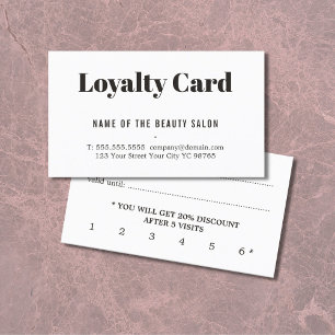 Simple Elegant Black White Beauty Loyalty-Kaart Klantenkaartje