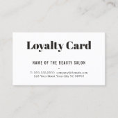 Simple Elegant Black White Beauty Loyalty-Kaart Klantenkaartje (Voorkant)