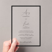 Simple Elegant Black & White Border Script Wedding Acryl Uitnodigingen (Insitu (Draagbaar))