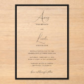 Simple Elegant Black & White Border Script Wedding Acryl Uitnodigingen (Voorkant)