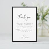 Simple Elegant Black & White Border Script Wedding Bedankkaart (Staand voorkant)