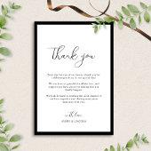 Simple Elegant Black & White Border Script Wedding Bedankkaart