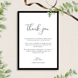 Simple Elegant Black & White Border Script Wedding Bedankkaart