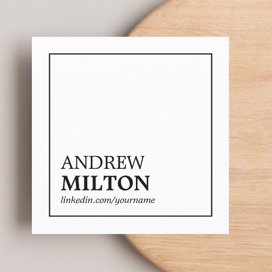 Simple Elegant Black White Consultant Vierkante Visitekaartje