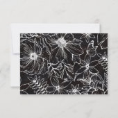 Simple Elegant Black White Floral QR Code Wedding RSVP Kaartje (Achterkant)