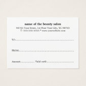 Simple Elegant Black White Gift Certificate Visitekaartje (Achterkant)