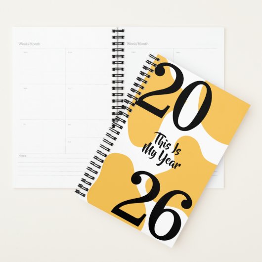 Simple Elegant Black White Gold Bold Year Quote Planner (Display)