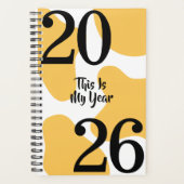 Simple Elegant Black White Gold Bold Year Quote Planner (Voorkant)