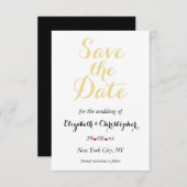 Simple Elegant Black White Gold Wedding Verloving Save The Date (Voorkant / Achterkant)