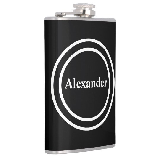 Simple Elegant Black White Monogram Fl Heupfles (Rechts)