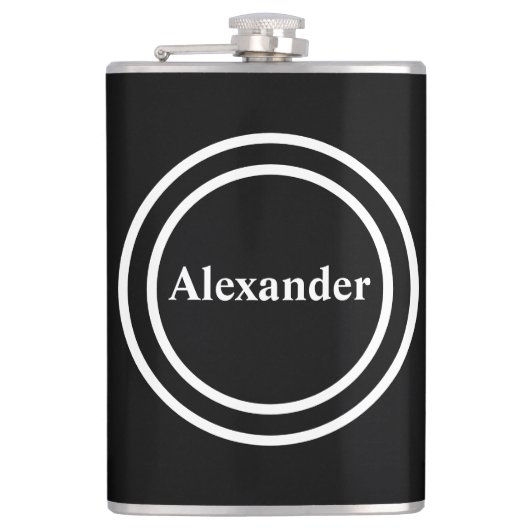 Simple Elegant Black White Monogram Fl Heupfles (Voorkant)