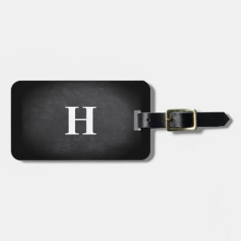 Simple Elegant Black White Monogram Initiaal Bagagelabel