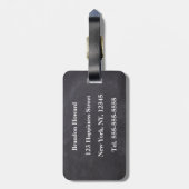 Simple Elegant Black White Monogram Initiaal Bagagelabel (Achterkant verticaal)