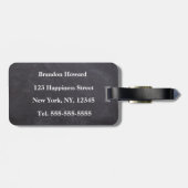 Simple Elegant Black White Monogram Initiaal Bagagelabel (Achterkant horizontaal)