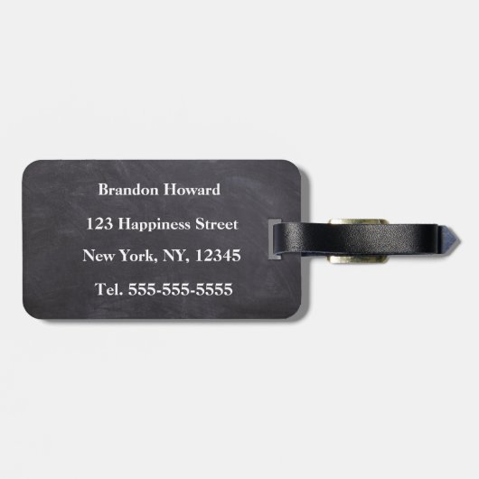 Simple Elegant Black White Monogram Initiaal Bagagelabel (Achterkant horizontaal)