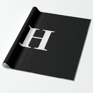 Simple Elegant Black White Monogram Initiaal Cadeaupapier