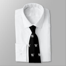 Simple Elegant Black White Monogrammen Ne Stropdas