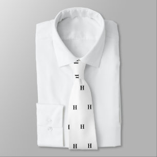 Simple Elegant Black White Monogrammen Ne Stropdas
