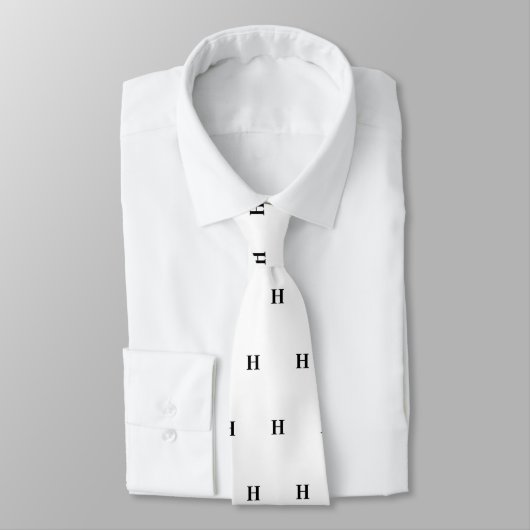 Simple Elegant Black White Monogrammen Ne Stropdas (Gebonden)