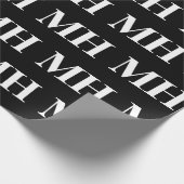 Simple Elegant Black White Monogrammen Wr Cadeaupapier (Hoek)