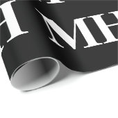 Simple Elegant Black White Monogrammen Wr Cadeaupapier (Rol Hoek)