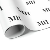 Simple Elegant Black White Monogrammen Wr Cadeaupapier (Rol Hoek)