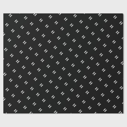 Simple Elegant Black White Monogrammen Wr Cadeaupapier (Vlak)